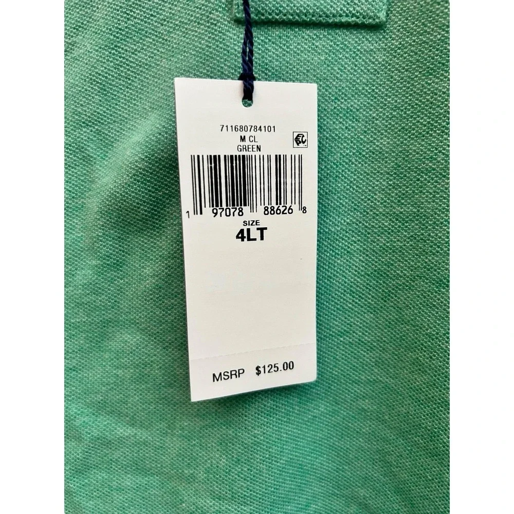 NWT Polo Ralph Lauren Men's 4XLT Tall Green Short Sleeve Polo Shirt Golf  125.00